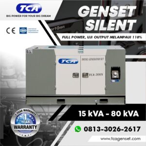 Genset TCA US 15 kVA–80 kVA (Fawde engine, Gen 1, Putih)