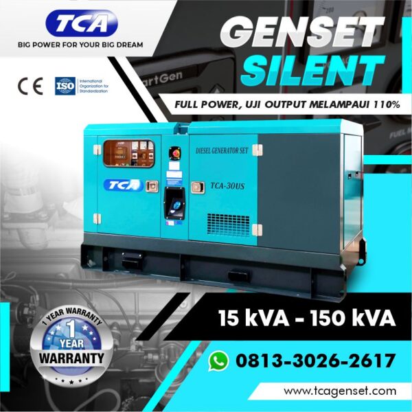 Genset TCA US 15 kVA-150 kVA (TCA engine, Gen 2, Biru pirus)